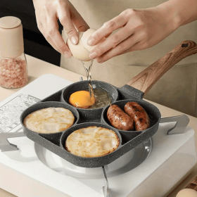 1pc Fried Egg Hamburger Maker; Non-stick Small Flat Bottom Household Frying Pan; Breakfast Egg Burger Pancake Pan Mold; Four-hole Fried Egg Pan 1pc Fried Egg Hamburger Maker; Non-stick Small Flat Bottom Household Frying Pan; Breakfast Egg Burger Pancake Pan Mold; Four-hole Fried Egg Pan