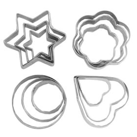 12 Pcs Stainless Steel Cookie Cutters Sugarcraft Cake Cupcake Decorating Tool Mold Round/Star/Flower/Heart Shape 12 Pcs Stainless Steel Cookie Cutters Sugarcraft Cake Cupcake Decorating Tool Mold Round/Star/Flower/Heart Shape